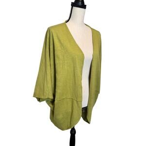 Cotton Lani Green Cotton Cocoon Wrap Shawl Kimono One Size Made in USA Lagenlook
